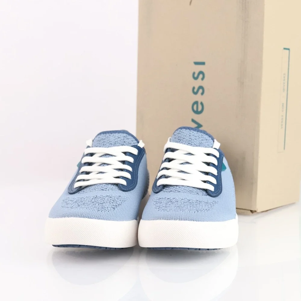 Vessi Womens Weekend 1.5 Sneakers Size 7 Waterproof Blue Lace Up Comfort Shoes